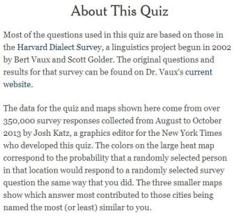 The about section of the quiz posted on nytimes.com.